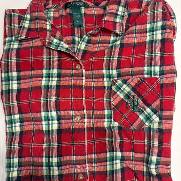 Ralph Lauren Red and Green Plaid Night Shirt XL Flawed 100% cotton - Picture 2 of 10